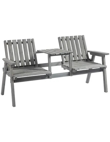 Outsunny 2-Seater Garden Bench Antique Loveseat for Yard, Lawn, Porch, Patio, Steel, Grey