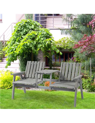 Outsunny 2-Seater Garden Bench Antique Loveseat for Yard, Lawn, Porch, Patio, Steel, Grey