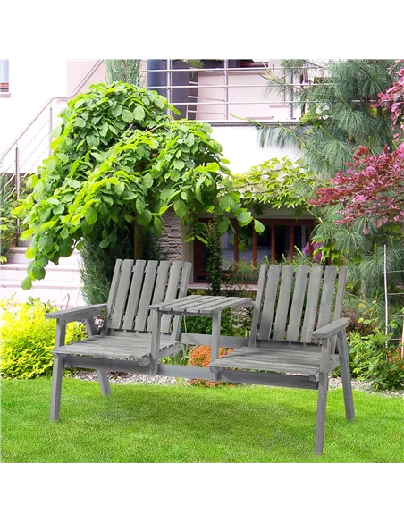 Outsunny 2-Seater Garden Bench Antique Loveseat for Yard, Lawn, Porch, Patio, Steel, Grey