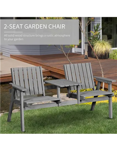 Outsunny 2-Seater Garden Bench Antique Loveseat for Yard, Lawn, Porch, Patio, Steel, Grey