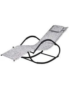 Outsunny Steel Frame Zero Gravity Rocking Lounge Chair w/ Pillow Grey