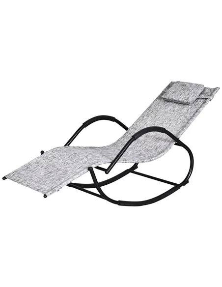 Outsunny Steel Frame Zero Gravity Rocking Lounge Chair w/ Pillow Grey