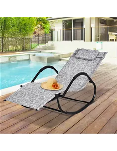 Outsunny Steel Frame Zero Gravity Rocking Lounge Chair w/ Pillow Grey 2