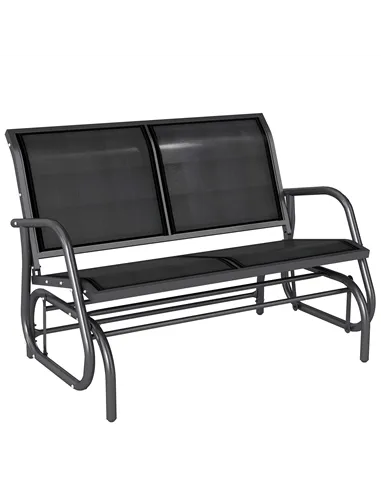 Outsunny 2-Person Outdoor Glider Bench Patio Double Swing Gliding Chair Loveseat w/Power Coated Steel Frame for Garden Patio Por