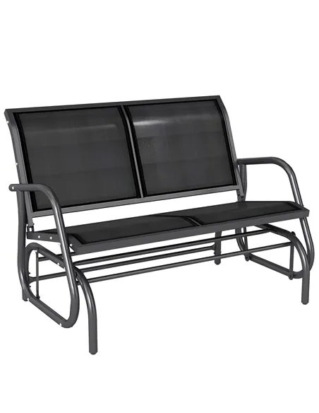 Outsunny 2-Person Outdoor Glider Bench Patio Double Swing Gliding Chair Loveseat w/Power Coated Steel Frame for Garden Patio Por