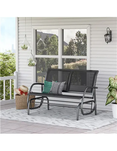 Outsunny 2-Person Outdoor Glider Bench Patio Double Swing Gliding Chair Loveseat w/Power Coated Steel Frame for Garden Patio Por