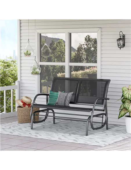 Outsunny 2-Person Outdoor Glider Bench Patio Double Swing Gliding Chair Loveseat w/Power Coated Steel Frame for Garden Patio Por