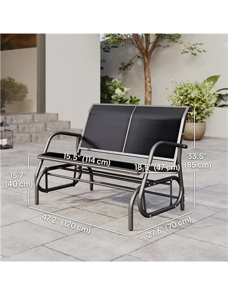 Outsunny 2-Person Outdoor Glider Bench Patio Double Swing Gliding Chair Loveseat w/Power Coated Steel Frame for Garden Patio Por