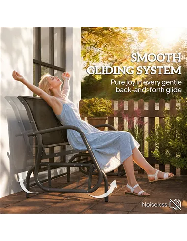 Outsunny 2-Person Outdoor Glider Bench Patio Double Swing Gliding Chair Loveseat w/Power Coated Steel Frame for Garden Patio Por