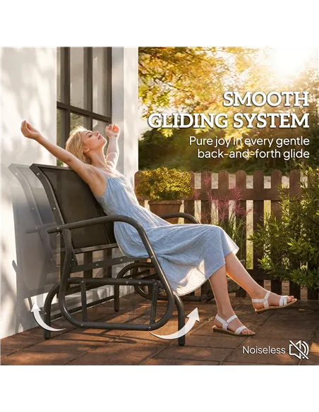 Outsunny 2-Person Outdoor Glider Bench Patio Double Swing Gliding Chair Loveseat w/Power Coated Steel Frame for Garden Patio Por