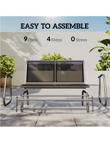 Outsunny 2-Person Outdoor Glider Bench Patio Double Swing Gliding Chair Loveseat w/Power Coated Steel Frame for Garden Patio Por