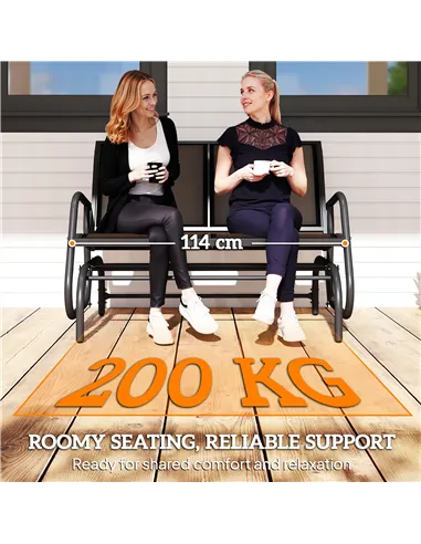 Outsunny 2-Person Outdoor Glider Bench Patio Double Swing Gliding Chair Loveseat w/Power Coated Steel Frame for Garden Patio Por