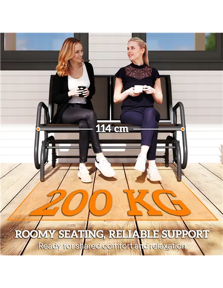 Outsunny 2-Person Outdoor Glider Bench Patio Double Swing Gliding Chair Loveseat w/Power Coated Steel Frame for Garden Patio Por