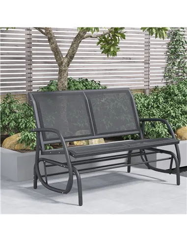 Outsunny 2-Person Outdoor Glider Bench Patio Double Swing Gliding Chair Loveseat w/Power Coated Steel Frame for Garden Patio Por