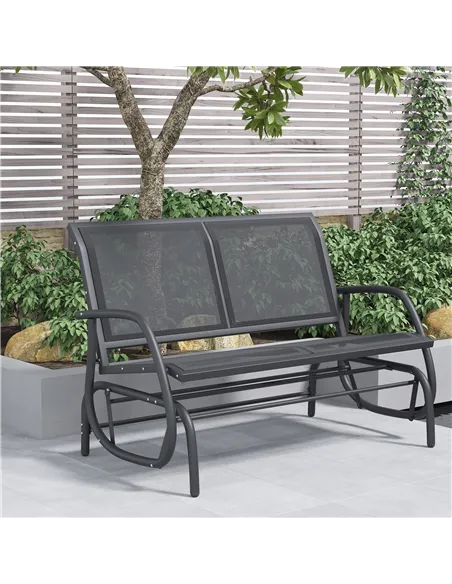 Outsunny 2-Person Outdoor Glider Bench Patio Double Swing Gliding Chair Loveseat w/Power Coated Steel Frame for Garden Patio Por