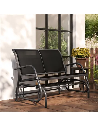 Outsunny 2-Person Outdoor Glider Bench Patio Double Swing Gliding Chair Loveseat w/Power Coated Steel Frame for Garden Patio Por