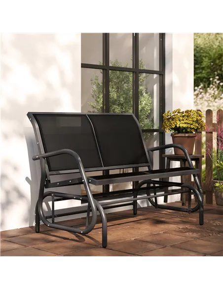 Outsunny 2-Person Outdoor Glider Bench Patio Double Swing Gliding Chair Loveseat w/Power Coated Steel Frame for Garden Patio Por