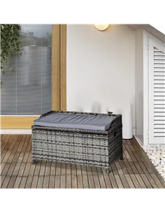 Outsunny 130 L Rattan Garden Storage Box, with Seat - Mixed Grey 2