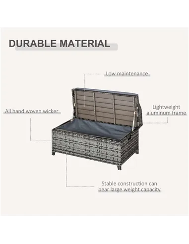 Outsunny 130 L Rattan Garden Storage Box, with Seat - Mixed Grey