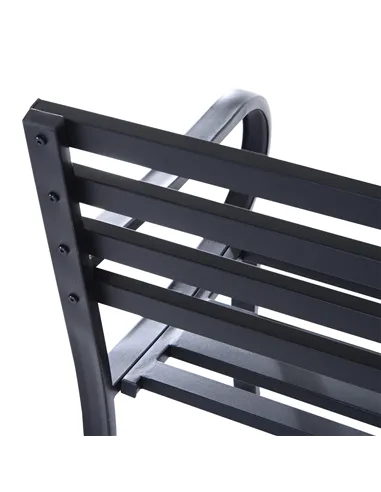 Outsunny Stylish 2 Seater Metal Garden Porch Chair Bench Stable Patio Outdoor Park Metal Bench - Black