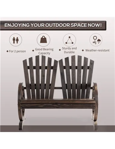 Outsunny Fir Logs Love Seats with Wheel-Shaped Armrests, Large Load-Bearing Chair, Natural Wood Grain