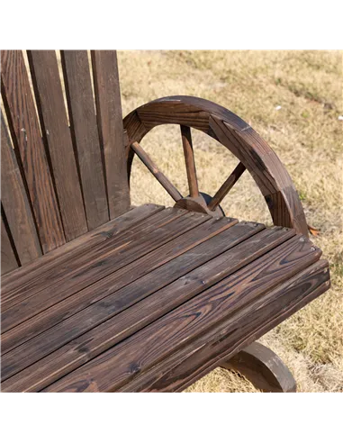 Outsunny Fir Logs Love Seats with Wheel-Shaped Armrests, Large Load-Bearing Chair, Natural Wood Grain
