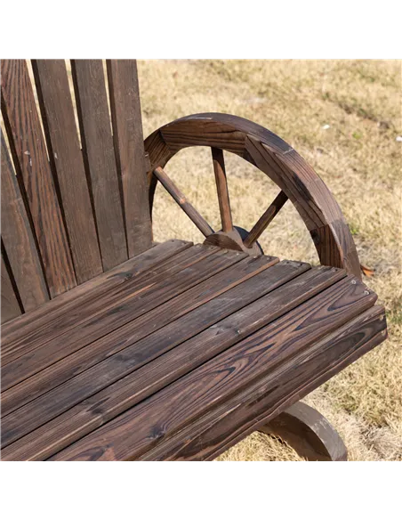 Outsunny Fir Logs Love Seats with Wheel-Shaped Armrests, Large Load-Bearing Chair, Natural Wood Grain
