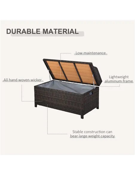 Outsunny 130 L Rattan Garden Storage Box, with Seat - Mixed Brown