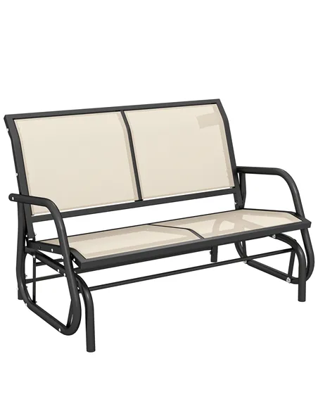 Outsunny 2-Person Outdoor Glider Bench Patio Double Swing Gliding Chair Loveseat w/Power Coated Steel Frame for Garden Patio Por
