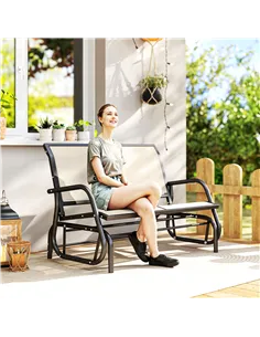 Outsunny 2-Person Outdoor Glider Bench Patio Double Swing Gliding Chair Loveseat w/Power Coated Steel Frame for Garden Patio Por 2