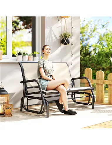 Outsunny 2-Person Outdoor Glider Bench Patio Double Swing Gliding Chair Loveseat w/Power Coated Steel Frame for Garden Patio Por