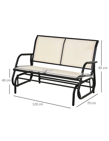 Outsunny 2-Person Outdoor Glider Bench Patio Double Swing Gliding Chair Loveseat w/Power Coated Steel Frame for Garden Patio Por