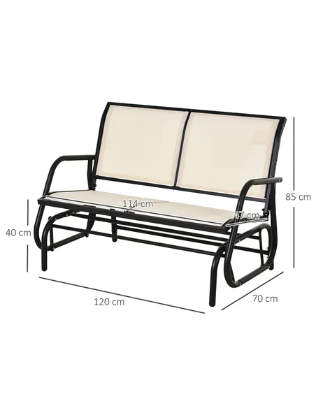 Outsunny 2-Person Outdoor Glider Bench Patio Double Swing Gliding Chair Loveseat w/Power Coated Steel Frame for Garden Patio Por