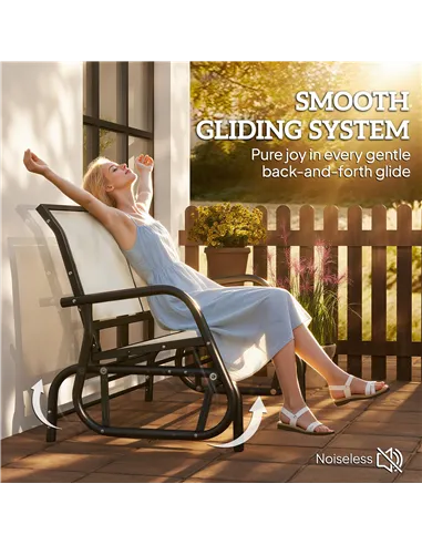 Outsunny 2-Person Outdoor Glider Bench Patio Double Swing Gliding Chair Loveseat w/Power Coated Steel Frame for Garden Patio Por