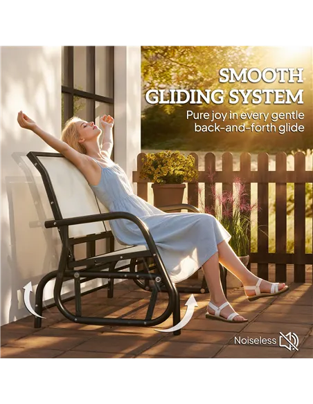 Outsunny 2-Person Outdoor Glider Bench Patio Double Swing Gliding Chair Loveseat w/Power Coated Steel Frame for Garden Patio Por