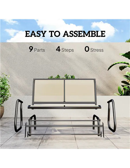 Outsunny 2-Person Outdoor Glider Bench Patio Double Swing Gliding Chair Loveseat w/Power Coated Steel Frame for Garden Patio Por