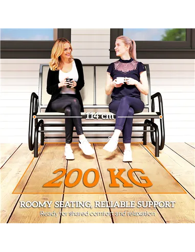 Outsunny 2-Person Outdoor Glider Bench Patio Double Swing Gliding Chair Loveseat w/Power Coated Steel Frame for Garden Patio Por