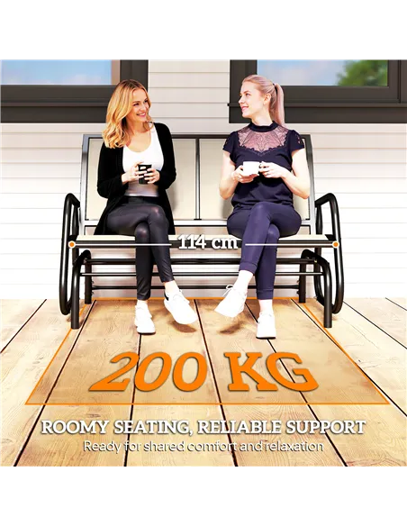 Outsunny 2-Person Outdoor Glider Bench Patio Double Swing Gliding Chair Loveseat w/Power Coated Steel Frame for Garden Patio Por