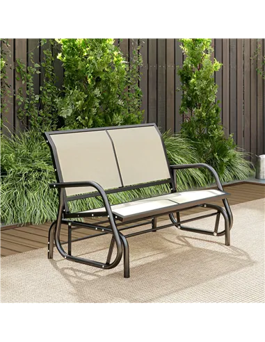 Outsunny 2-Person Outdoor Glider Bench Patio Double Swing Gliding Chair Loveseat w/Power Coated Steel Frame for Garden Patio Por