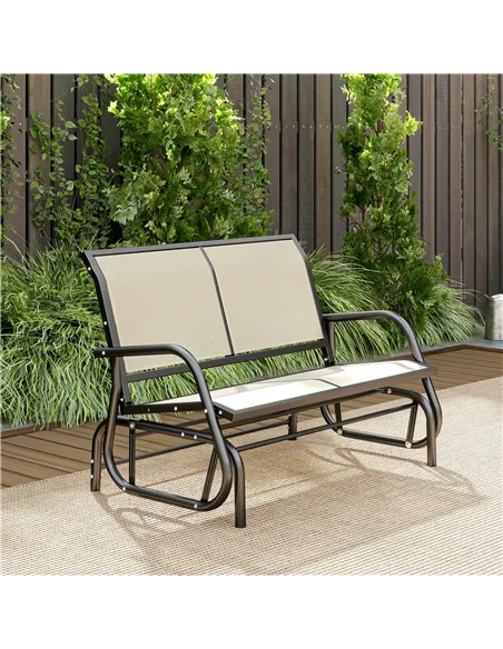 Outsunny 2-Person Outdoor Glider Bench Patio Double Swing Gliding Chair Loveseat w/Power Coated Steel Frame for Garden Patio Por