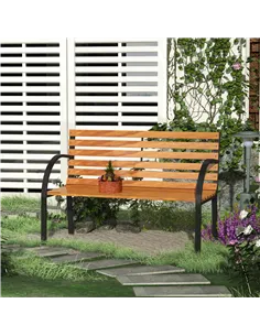 Outsunny Garden Bench, 122Lx60Wx80H cm-Steel/Wood 2