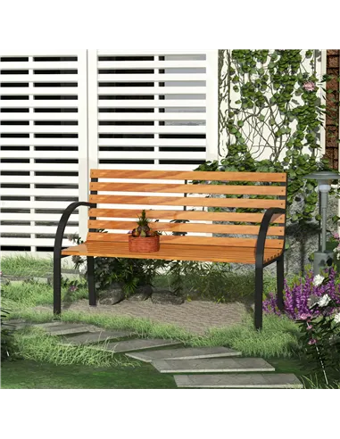 Outsunny Garden Bench, 122Lx60Wx80H cm-Steel/Wood