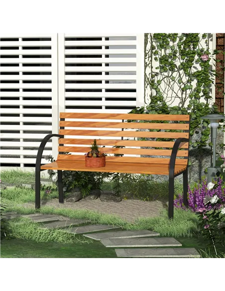 Outsunny Garden Bench, 122Lx60Wx80H cm-Steel/Wood