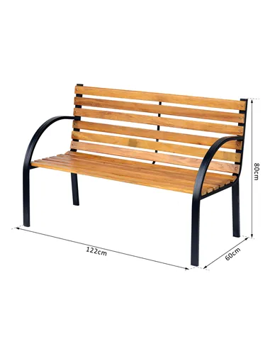 Outsunny Garden Bench, 122Lx60Wx80H cm-Steel/Wood