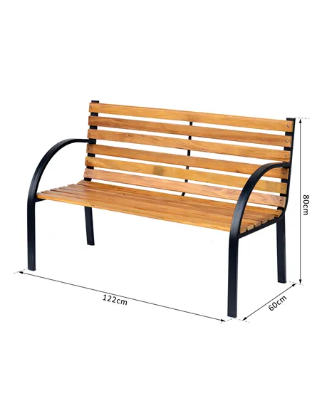 Outsunny Garden Bench, 122Lx60Wx80H cm-Steel/Wood