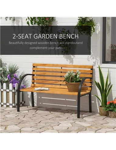 Outsunny Garden Bench, 122Lx60Wx80H cm-Steel/Wood