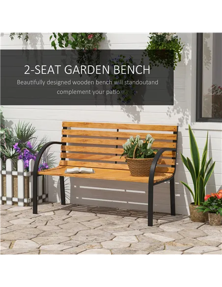 Outsunny Garden Bench, 122Lx60Wx80H cm-Steel/Wood