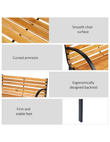 Outsunny Garden Bench, 122Lx60Wx80H cm-Steel/Wood