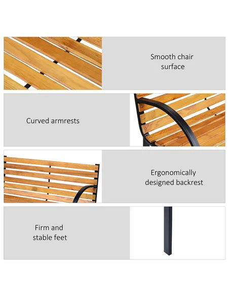 Outsunny Garden Bench, 122Lx60Wx80H cm-Steel/Wood