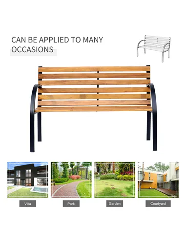 Outsunny Garden Bench, 122Lx60Wx80H cm-Steel/Wood